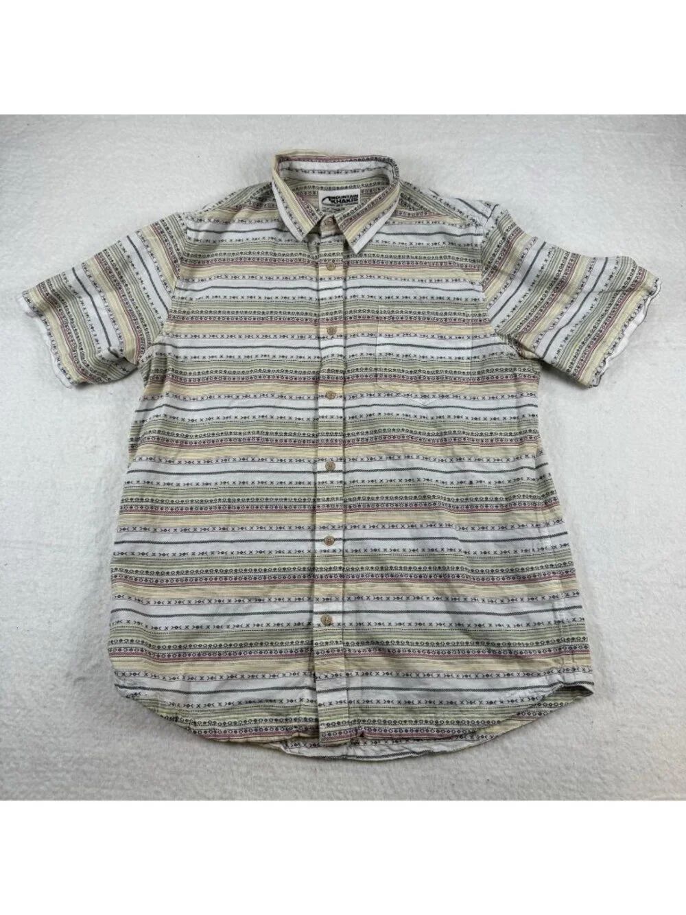 Mountain Khakis Shirt Mens Size L Multicolor Striped Short Sleeve Button Up